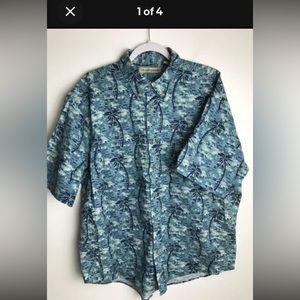 Munsingwear Men's Short Sleeve Button up Palm Tree Print XL